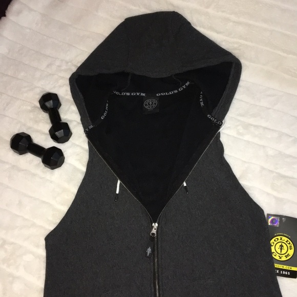 💛 GOLD’S GYM Men’s Sleeveless Hoodie - Picture 6 of 8